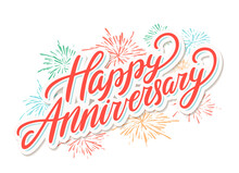 Happy Anniversary. Vector Lettering Card.