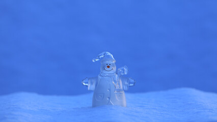  christmas ice snowman in the snow