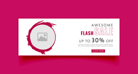 Wall Mural - flash sale facebook cover page timeline web ad banner template with photo place modern layout white 