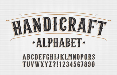 Poster - Handicraft alphabet font. Hand drawn letters and numbers. Stock vector typescript for your typography design.