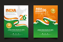 Set Poster Promotions India Happy Republic Day Background Template
