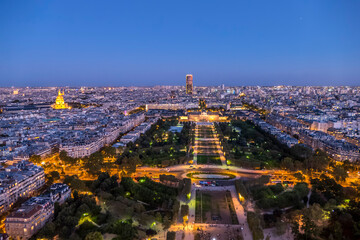 Poster - Aerial view of Paris at night