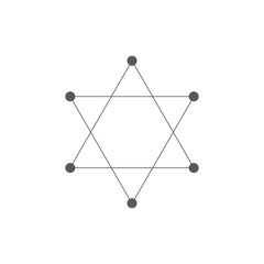 Wall Mural - star line with dotes icon, favorite outline vector logo illustration, linear pictogram isolated on w