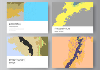 Poster - Vector layout of the presentation slides design templates, multipurpose template for presentation brochure, brochure cover. Japanese pattern template. Landscape background decoration in Asian style.