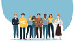 Vector of a multiethnic group of diverse people standing together