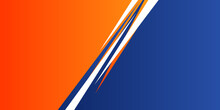 High Contrast Blue And Orange White Glossy Stripes. Abstract Tech Graphic Banner Design. Vector Corporate Background