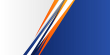 High Contrast Blue And Orange White Glossy Stripes. Abstract Tech Graphic Banner Design. Vector Corporate Background