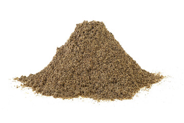 Wall Mural - Ground black pepper isolated on a white background. Natural black pepper spice powder.