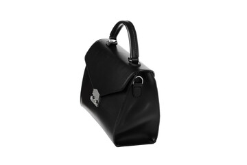 Black business feminine black strict leather handbag