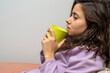 © sezer66 - Sick young woman is resting in bed. Home quarantine due to Covid disease.
