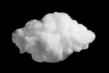 White Cotton Wool Cloud On Black Background Close-up