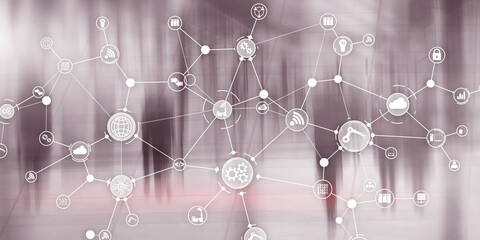 Wall Mural - global business connection. innovation concept on virtual screen. internet of things. smart industry