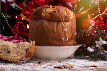 typical christmas desserts and sweets, panettone