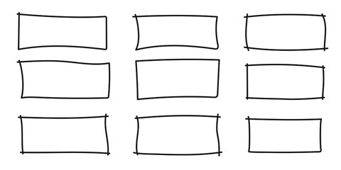 Wall Mural - Hand drawn doodle rectangle frames, Text box and frames.