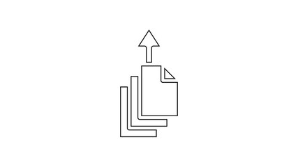 Poster - Black line Data export icon isolated on white background. 4K Video motion graphic animation.