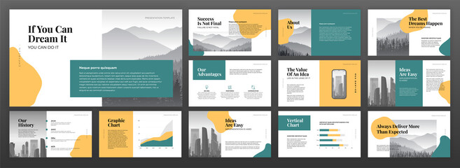 Wall Mural - modern minimalistic powerpoint presentation templates set. use for keynote presentation background, 