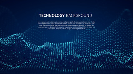 Poster - Particles structure backdrop for research article. HUD elements. Blockchain, artificial intelligence, big data technology. Data base, hybrid energy and binary code. Vector illustration