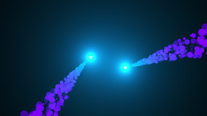 Poster - Runing lights with spiral trail from sparkling particles, computer generated. 3D rendering bright background.