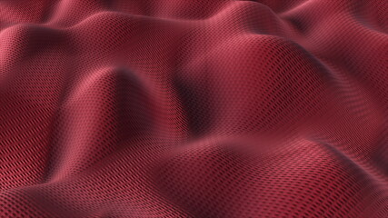 Poster - Computer generated a wavy cloth. 3D rendering of a textured fabric. Realistic embossed background