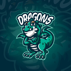 Wall Mural - dragon logo design vector with concept style for badge, emblem and tshirt printing. dragon illustration.