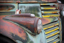 Close Up Shot Of Abandoned Old Rusty Pick Up Truck
