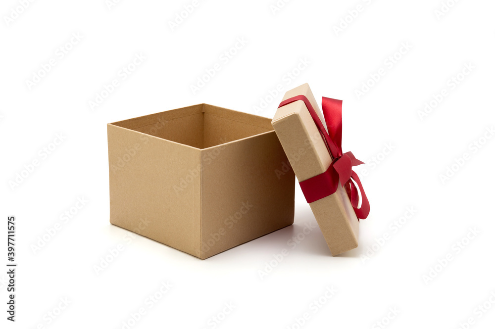 Gift box open lid on isolated on white background with romantic ...