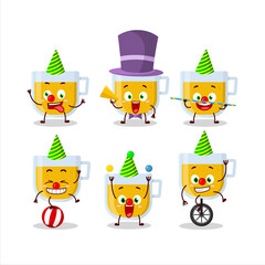 Sticker - Cartoon character of cup of lemon tea with various circus shows