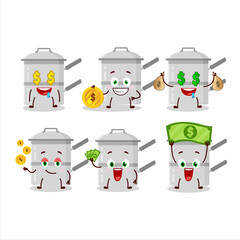 Sticker - Double boiler cartoon character with cute emoticon bring money