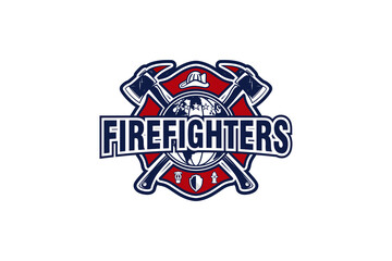 Firefighter logo axe element modern design badge style. simple minimalist. firefighter symbol, firefighter icon.