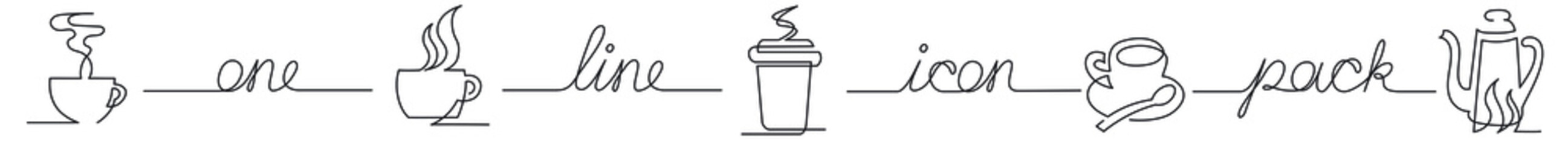 Wall Mural - one line icon pack of coffee and tea