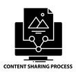 © Nina - content sharing process icon, black vector sign with editable strokes, concept illustration