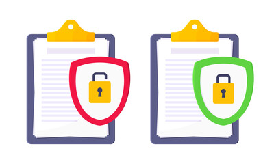 Wall Mural - Shield with padlock on it security protection symbol in the magnifier circle glass set. Safety lock, privacy policy and data protection metaphor.