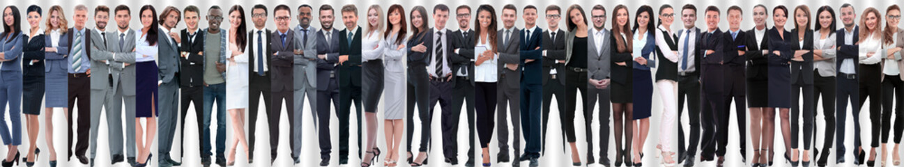 Canvas Print - panoramic collage of a group of successful young business people.