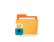 Flat folder lock icon on white background. File protection.