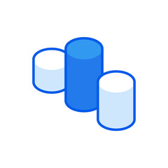 Poster - Round infographic columns isometric icon. Statistic white and blue columns