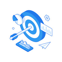 Poster - Business goals concept design element with target and charts