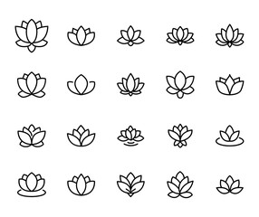 Wall Mural - Icon set of lotus.