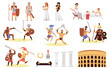 Set of cultural historIcal symbols of ancient rome a vector illustrations