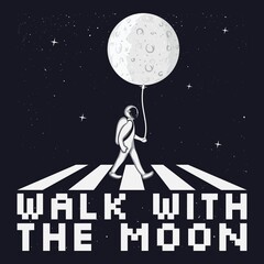 Walk With the Moon. Unique and Trendy Poster Design.