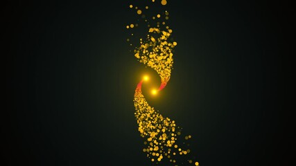 Poster - Runing lights with spiral trail from sparkling particles, computer generated. 3D rendering bright background.