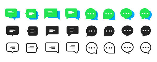 set of chat message bubbles vector icon. communication icons. talk bubble, dialog. web icon set. onl