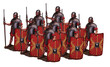 Roman legion. Legionnaires before the battle. Historical illustration.