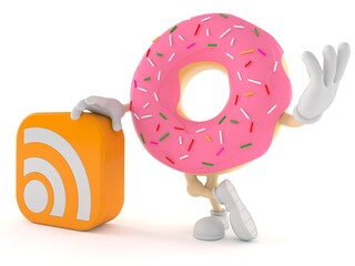 Wall Mural - Donut character with RSS icon