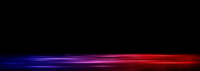 Wall Mural - abstract image of lighting effect red and blue on concrete floor grunge texture background for produ