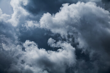 Wall Mural - Dark blue Gloomy sky with stormy clouds