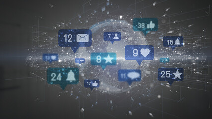 Poster - Social network notifications - 3d rendering