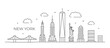 New York Line drawing New York illustration in line style on white background