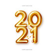 © feaspb - Happy New 2021 Year Realistic 3D golden sign with serpentine