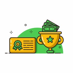 Aufkleber - Reward and money for the winner simple illustration. Easy to edit with vector file. Can use for all your creative content. Especially about championship.