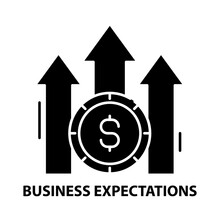 Business Expectations Icon, Black Vector Sign With Editable Strokes, Concept Illustration